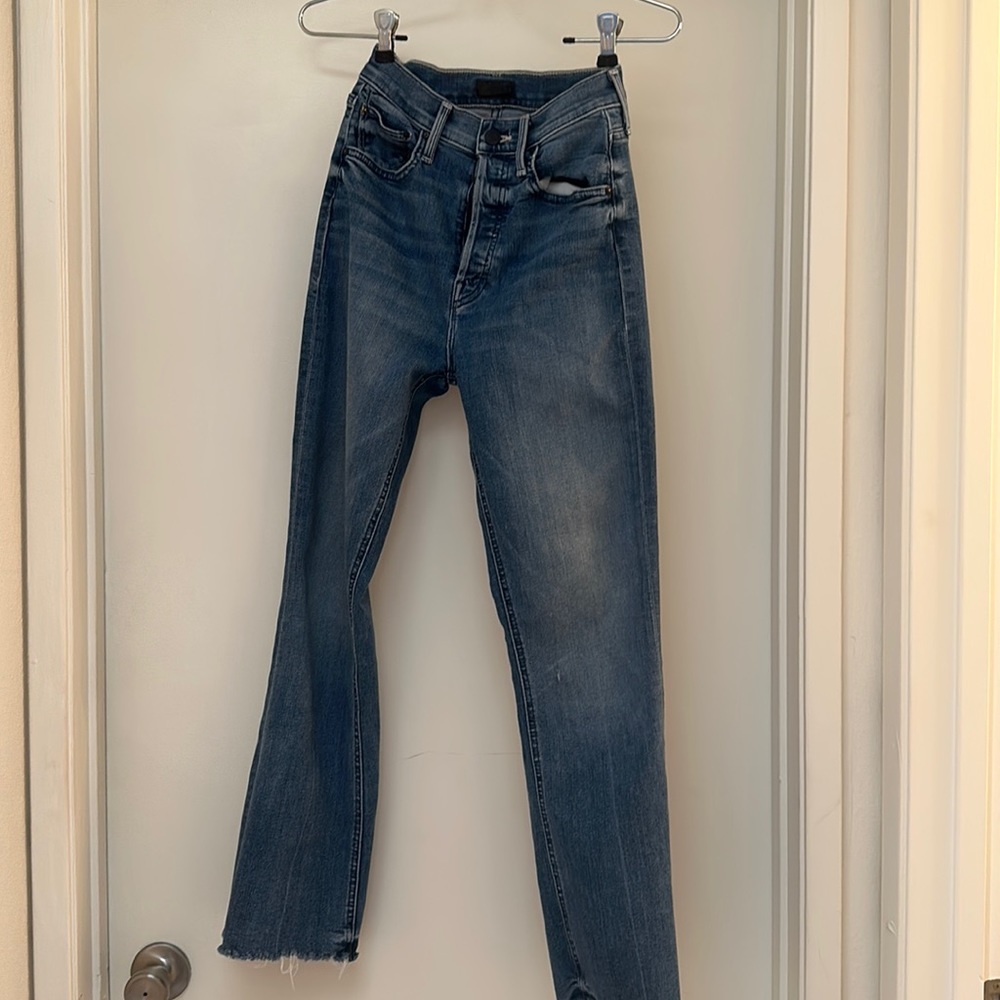 Mother women jeans tripper ankle fray size 25